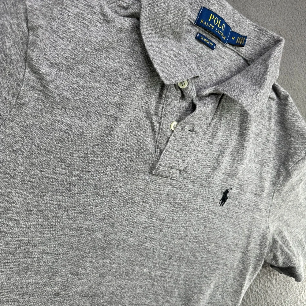 Polo Ralph‎ Lauren Polo Men M Gray Classic Fit Short Sleeve Pony Logo Essential